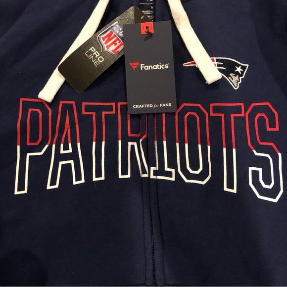 NFL Fanatics New England Patriots Jacket Navy Blue Full Zip Up Hoodie Size M - Picture 4 of 8